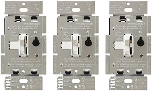 Lutron Toggler LED+ מתג דימר יותר עבור נורות LED, הלוגן והליבון העמומות, קוטב יחיד או 3-כיווני | TGCL-153P-WH-3